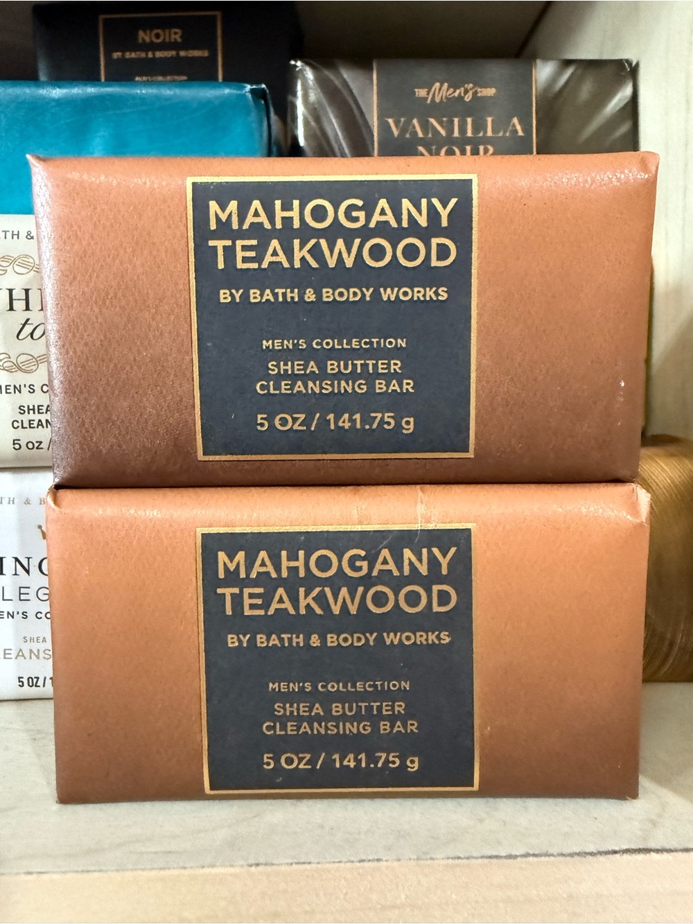 2 Bath & Body Works Mahogany Teakwood Bar Soap - Brown & Navy